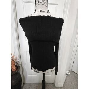 Intempo Off The Shoulder Black Sparkle Long Sleeve Top Size L